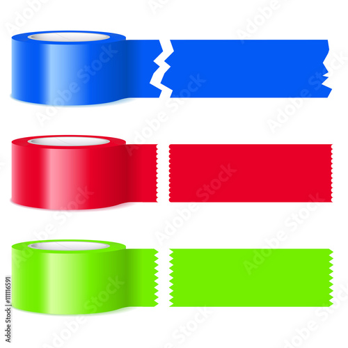 Three rolls of colorful tape