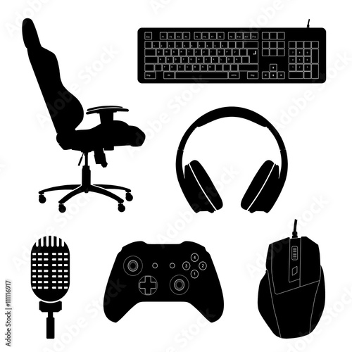 Fotografía Gaming Zubehör Icons Schwarz