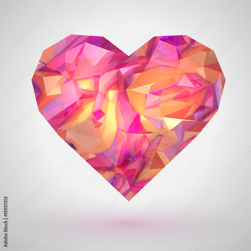 Glossy pink heart on pink background, vector illustration Glossy pink heart on pink background, vector illustration