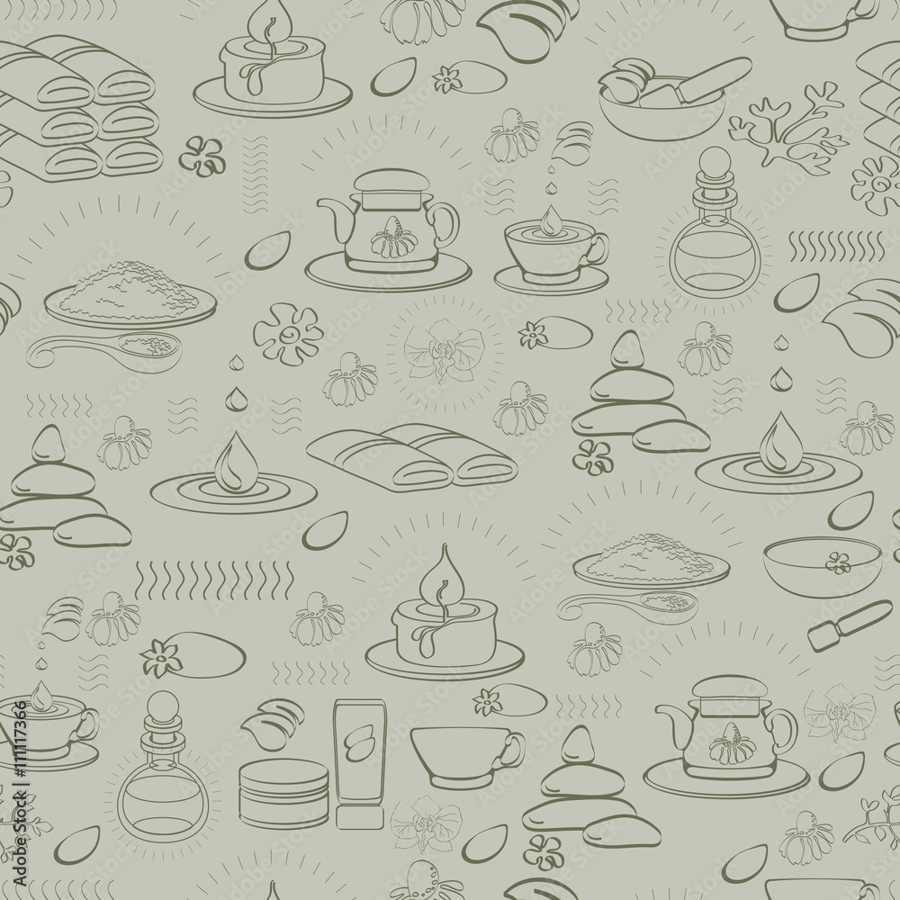 Vector seamless pattern with spa accessories. Vector seamless pattern with spa accessories.
