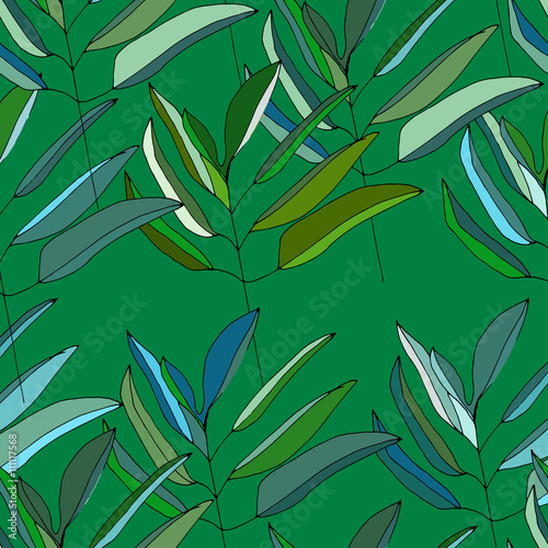 Green seamless leaves. Seamless pattern for your design wallpapers, pattern fills, web page backgrounds, surface textures.