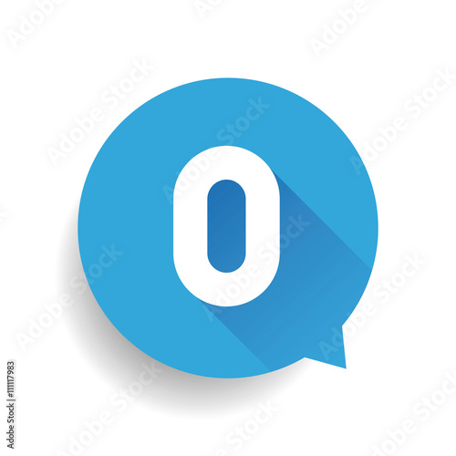 Number zero 0 speech bubble blue