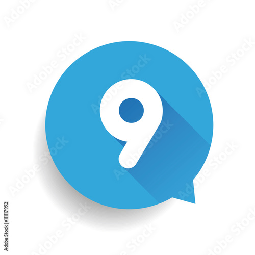 Number nine 9 speech bubble blue