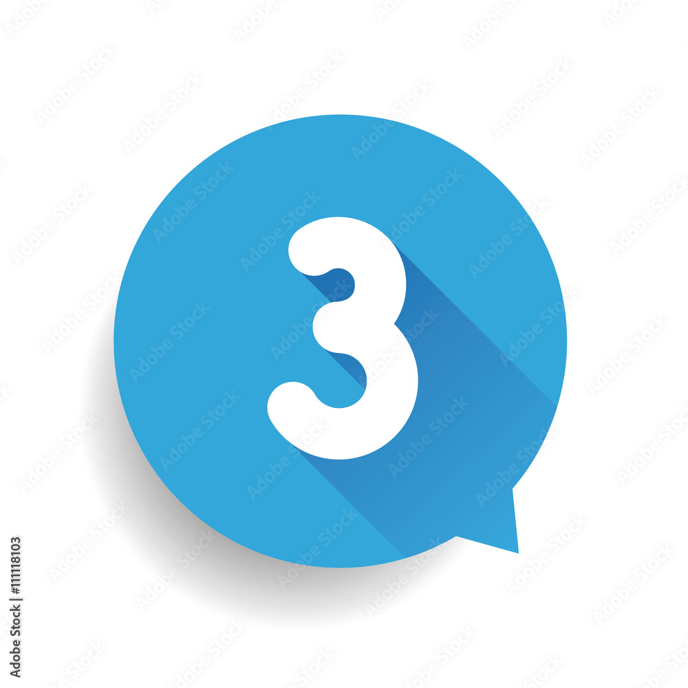 Number three 3 speech bubble blue Number three 3 speech bubble blue