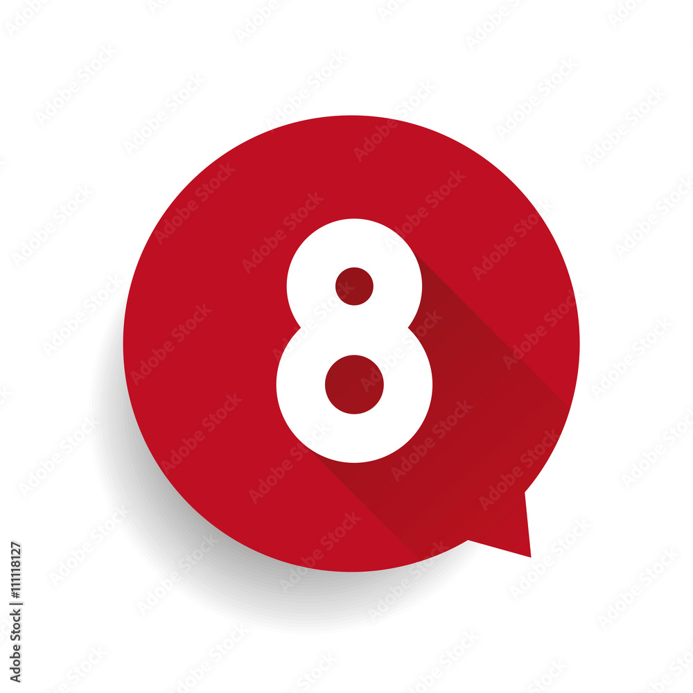 Number eight 8 speech bubble red Number eight 8 speech bubble red