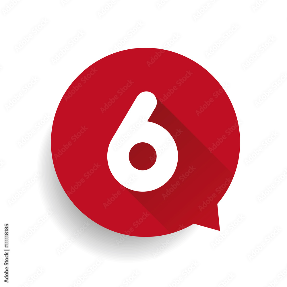 Number six 6 speech bubble red