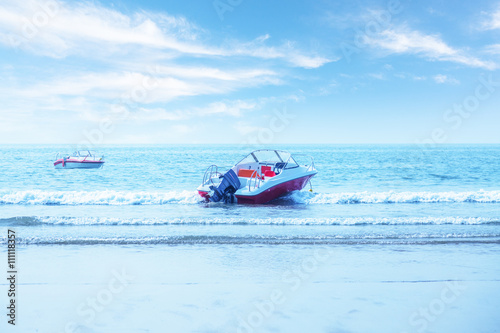 speedboat on qingdao beach