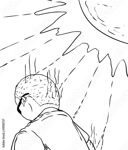 Outline of Man Getting Sunburned