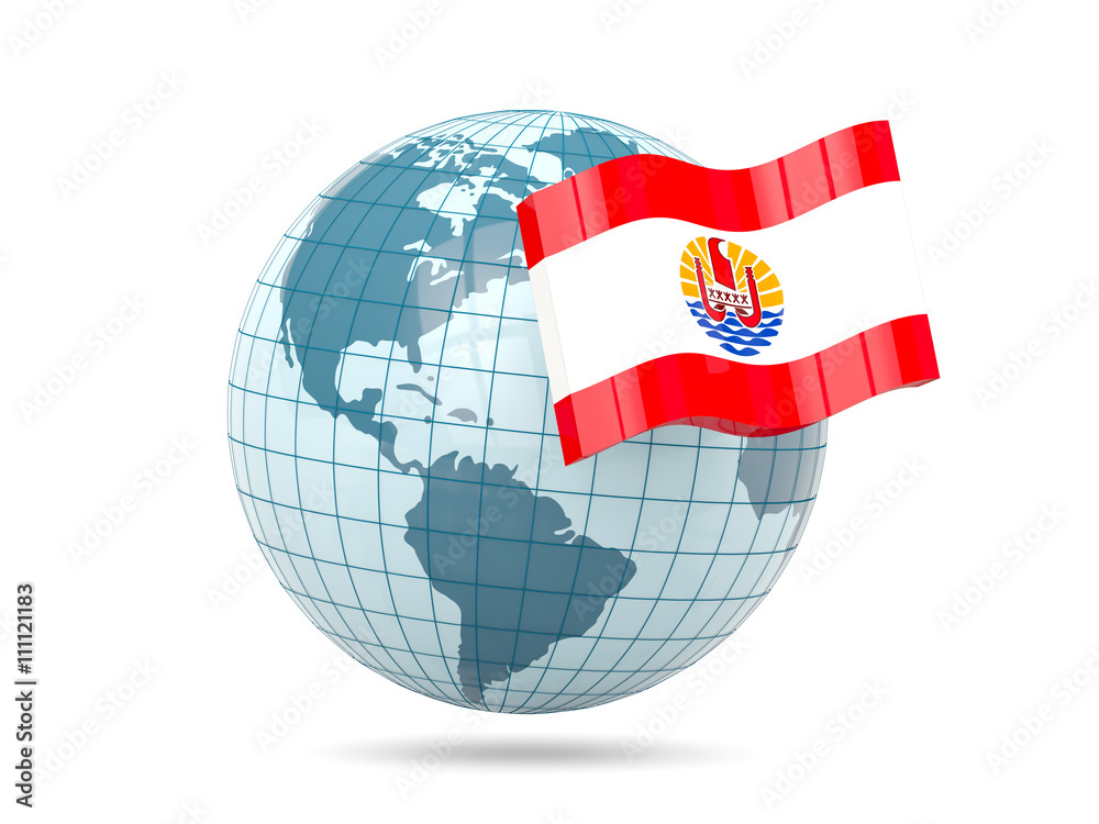 Naklejka premium Globe with flag of french polynesia