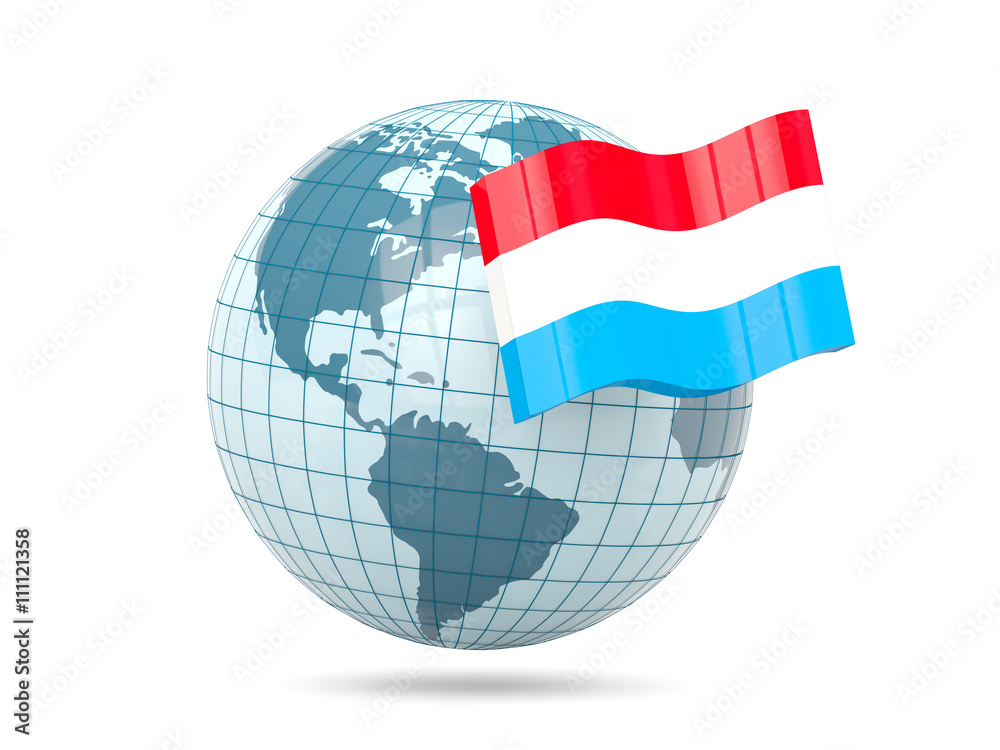 Naklejka premium Globe with flag of luxembourg