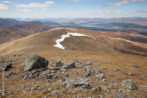 A beautiful sunny day on top of a mountain in Scotland.