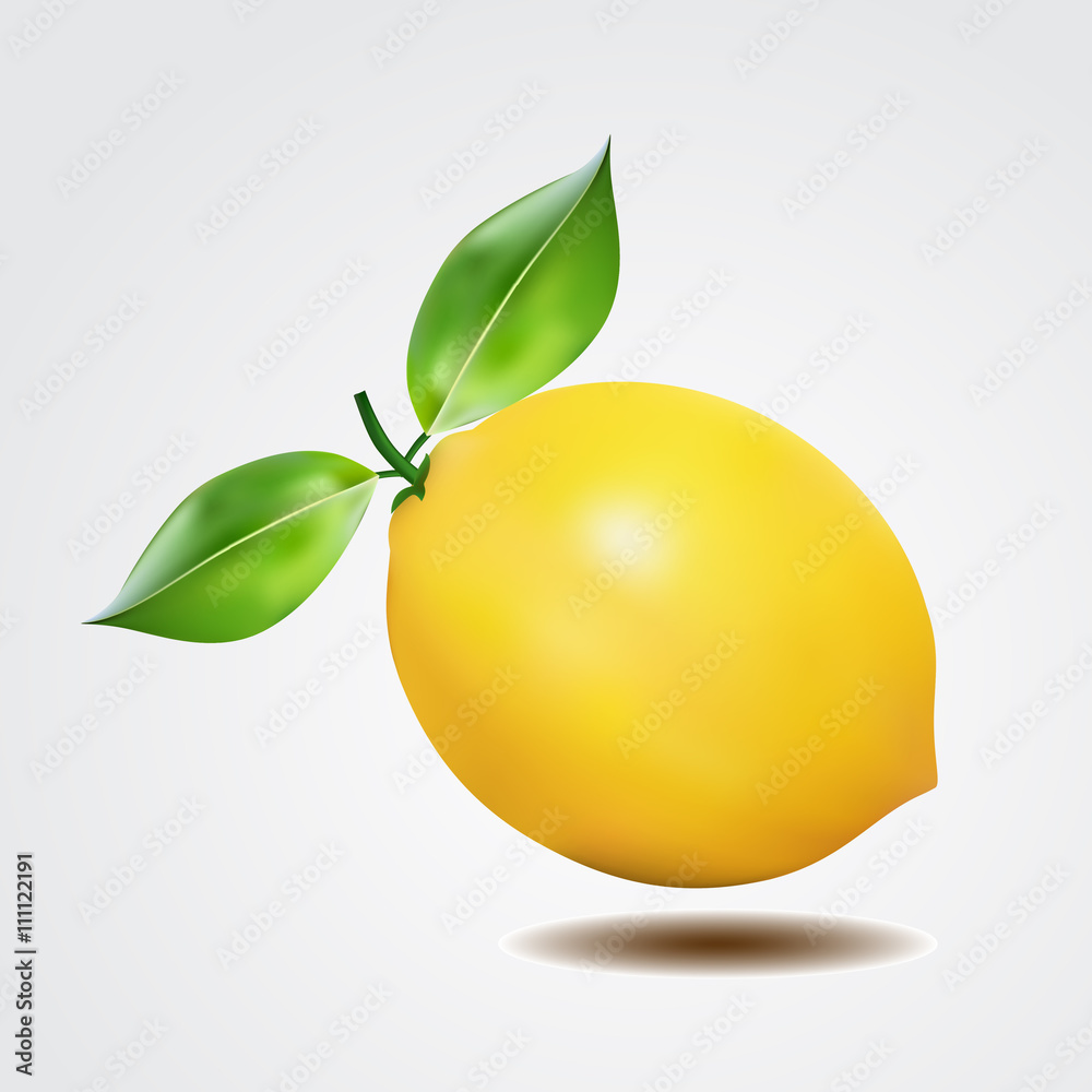 Lemon with leaf on white background Lemon with leaf on white background