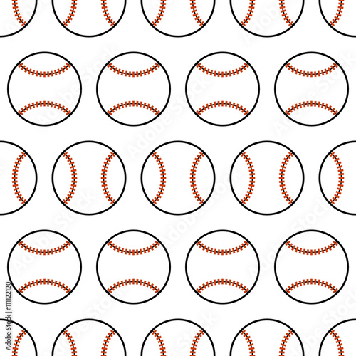Baseball. Seamless pattern with sport balls. Vector 