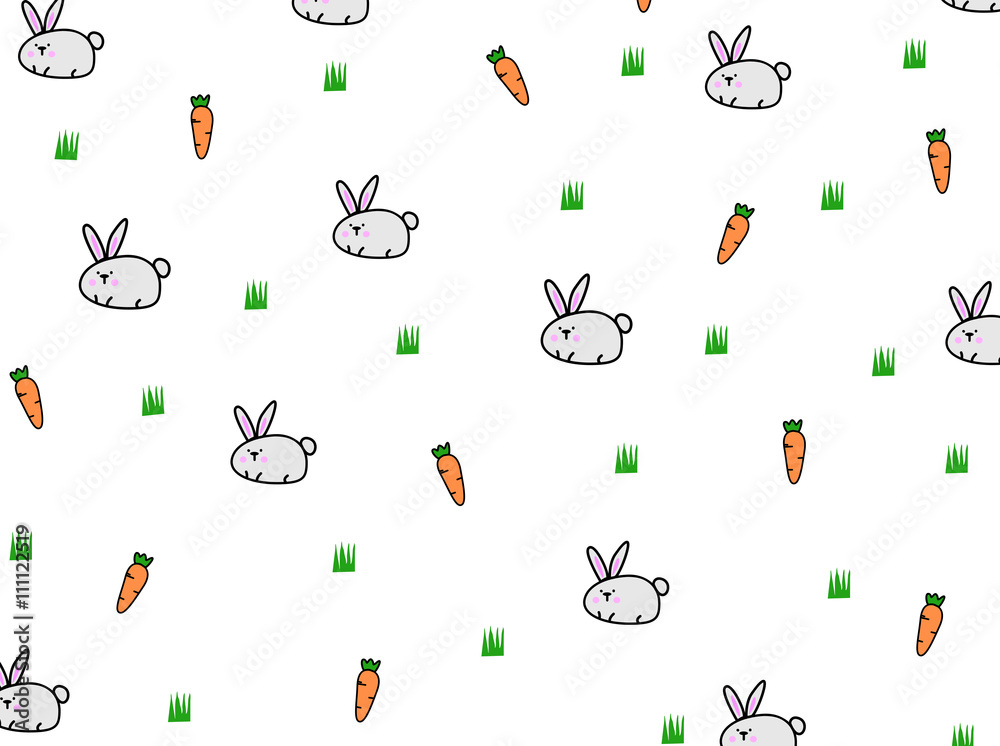 Rabbit and carrot cartoon hand drawing. Rabbit and carrot cartoon hand drawing.