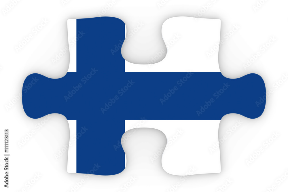 Finnish Flag Puzzle Piece Top Down Orthographic 3D Illustration