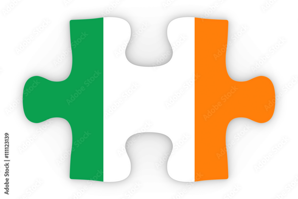 Irish Flag Puzzle Piece Top Down Orthographic 3D Illustration