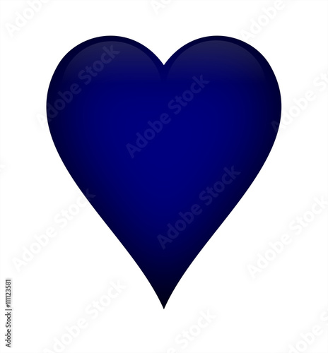 Navy blue heart, isolated over a white background.