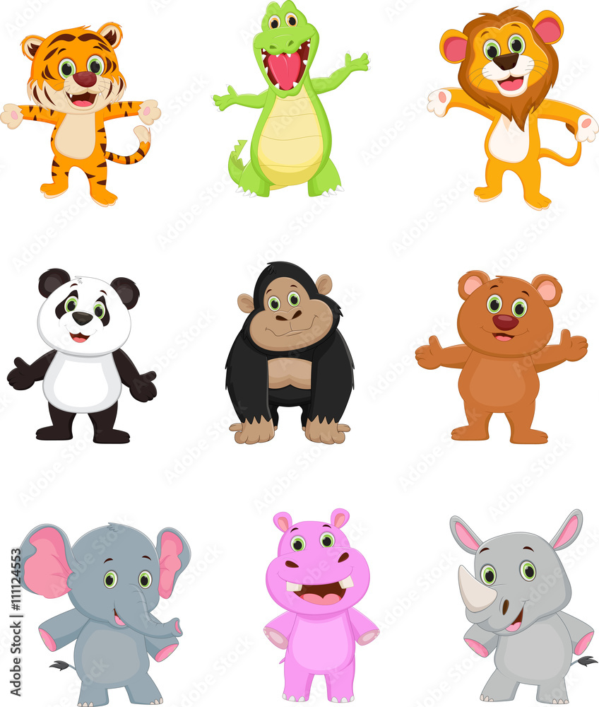 collection of wild animal cartoon