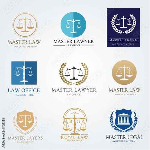 Law office logo collection. The judge, Law firm logo template, lawyer set of vintage labels. full vector logo and easy to edit able.