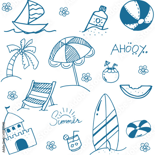Blue summer doodle image