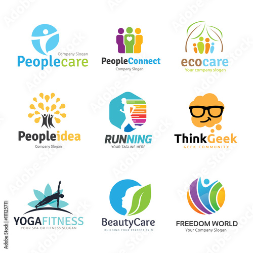 Logo set,logo collection,idea logo,kids logo collection,family logo,people logo,creative logo design template,eco logo set,brain logo,vector logo template
