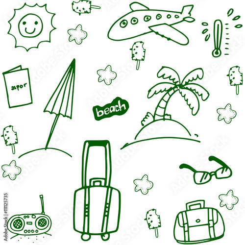 Travel doodle element set