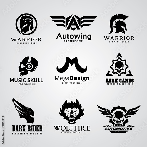 Dark warrior and skull logo design for Rock,Motorcycle, motorbike, T-shirt, tattoo, Gamer icons