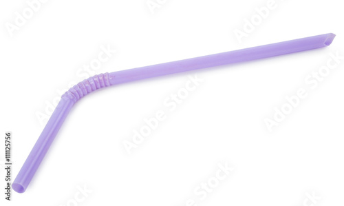 Purple straw on white background