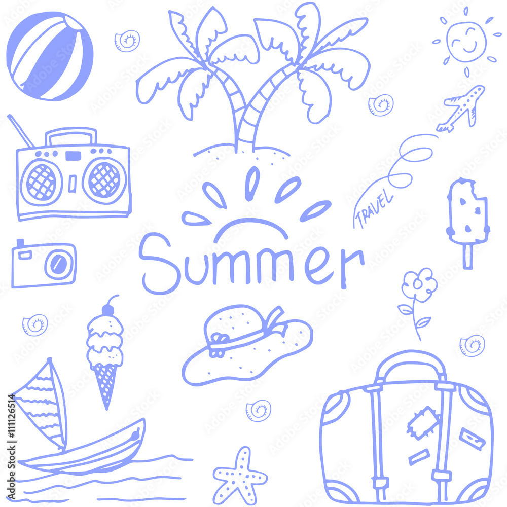 Naklejka premium Happy travel doodle art