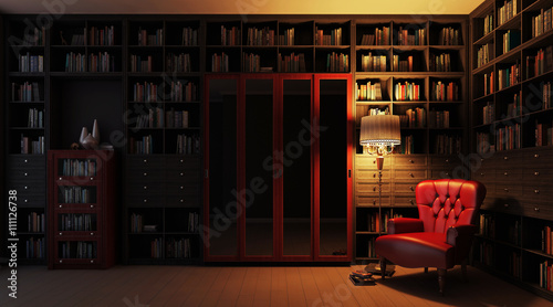 Foto Частная библиотека ночной вид 3d