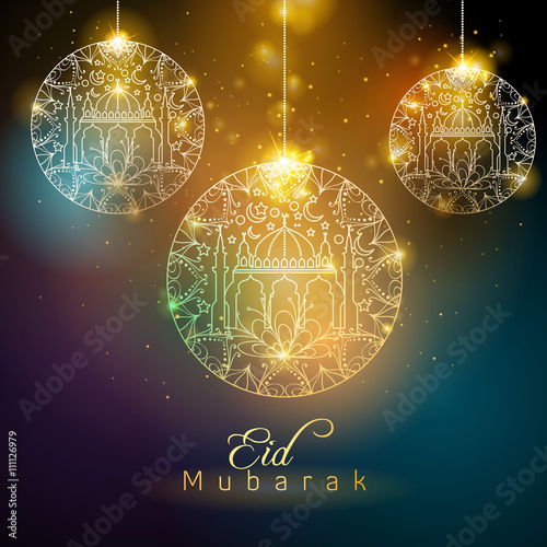 eid mubarak floral pattern glow mosque decoration