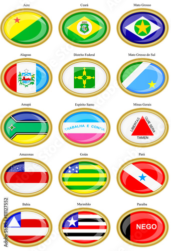 Set of icons. Flags of the Brazilian states. 