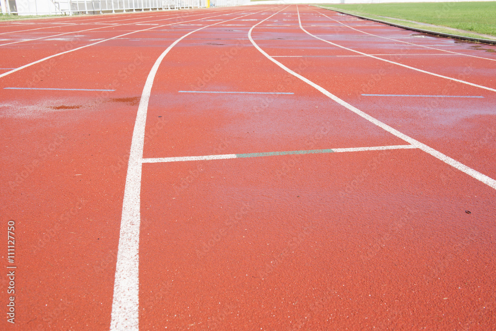 athletics track with close up view