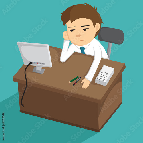Tired Businessman Of Working Everyday On the Desk