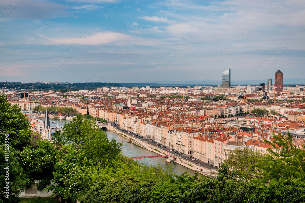 Fototapeta premium Panorama de Lyon du Jardin des Curiosités 