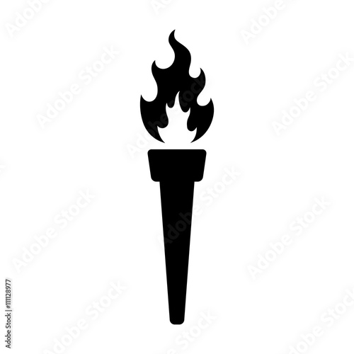 A vintage torch lit on fire flat icon for games and websites
