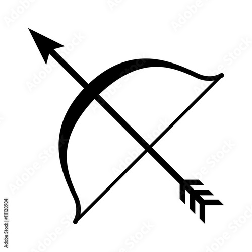 Bow and arrow archery line art icon for games and websites