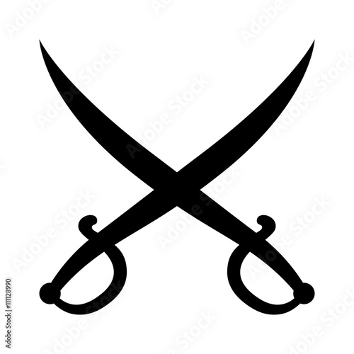Saber swords / blades crossed for fight or battle flat icon for games and websites