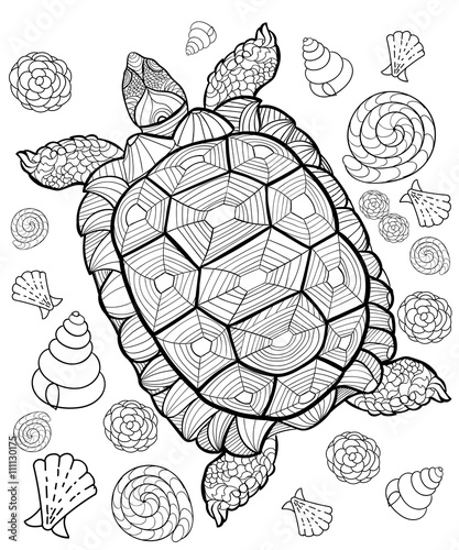 Hand drawn ink pattern. Coloring book for adult