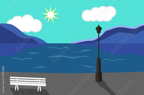  Seaside Promenade.  Flat style