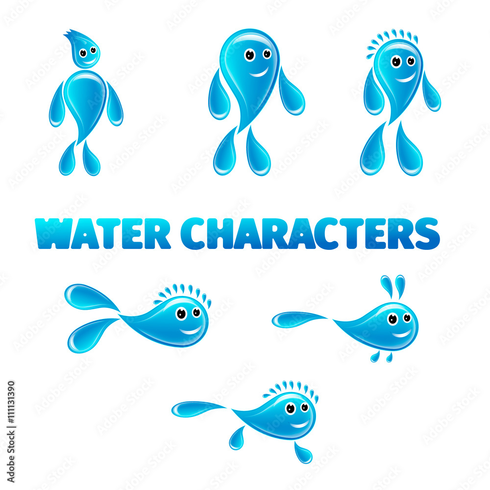 Obraz premium cartoon water characters