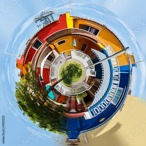 Planet of Colorful buildings in italian street