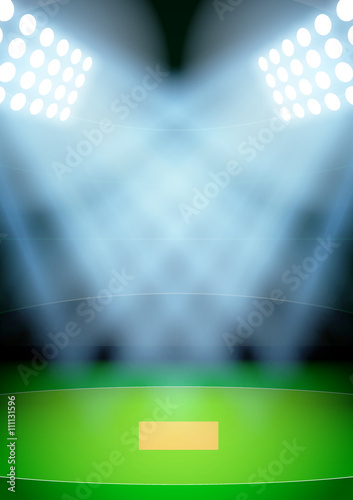 Background for posters night cricket stadium in the spotlight. Vector