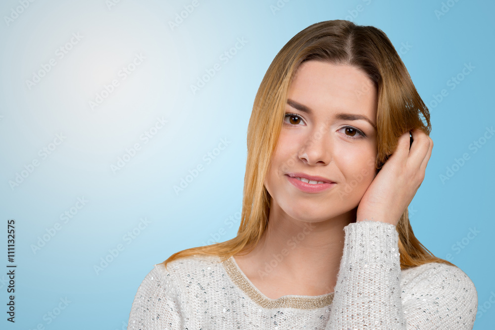 Portrait of happy smiling young beautiful woman Portrait of happy smiling young beautiful woman