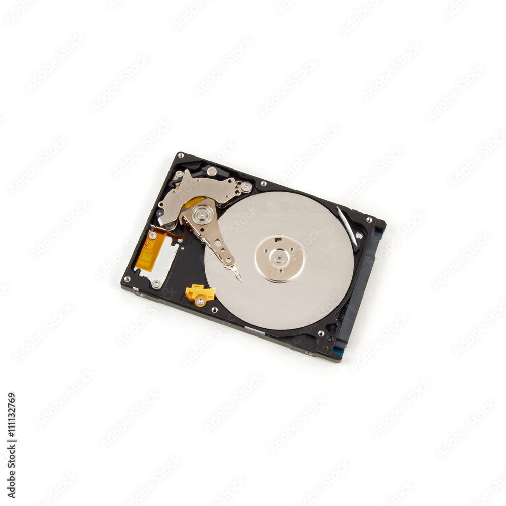 Inside of internal Harddrive HDD on white background Inside of internal Harddrive HDD on white background