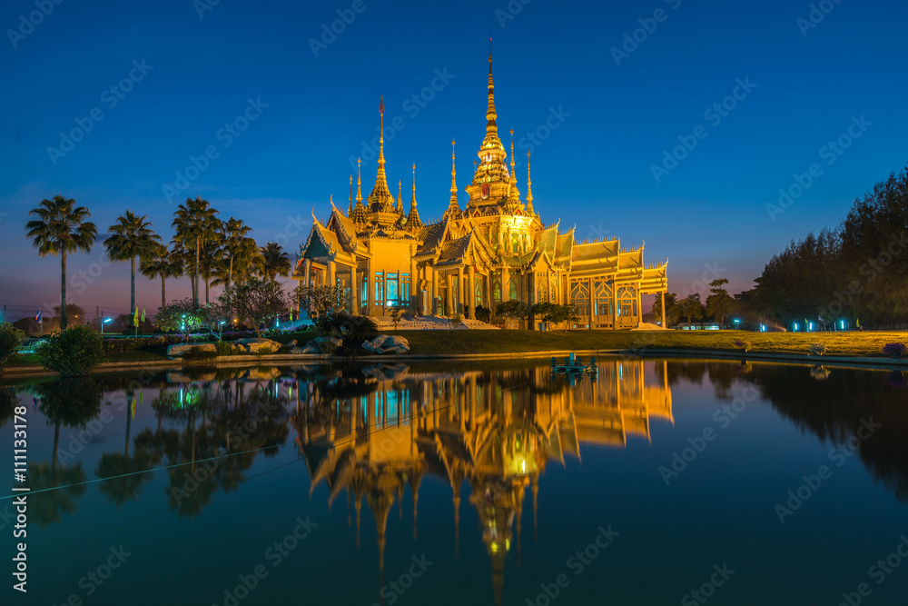 Beautiful Landmark wat thai, sunset in temple at Wat None Kum in Nakhon Ratchasima province Thailand