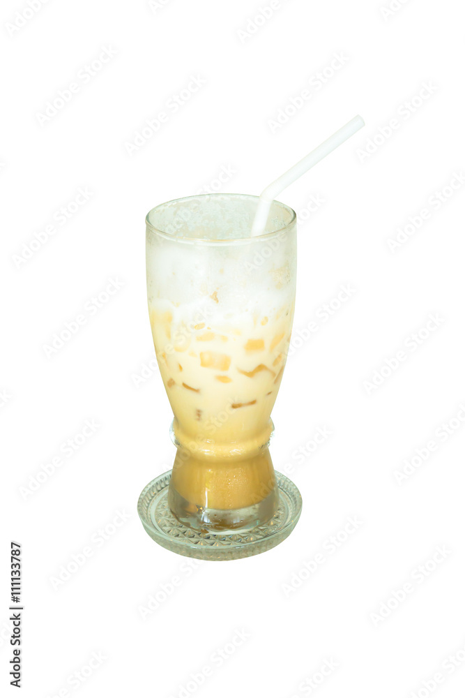 Ice coffee on a white background.