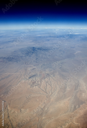 Aerial view of the Earth in space. The desert in the western United States. 