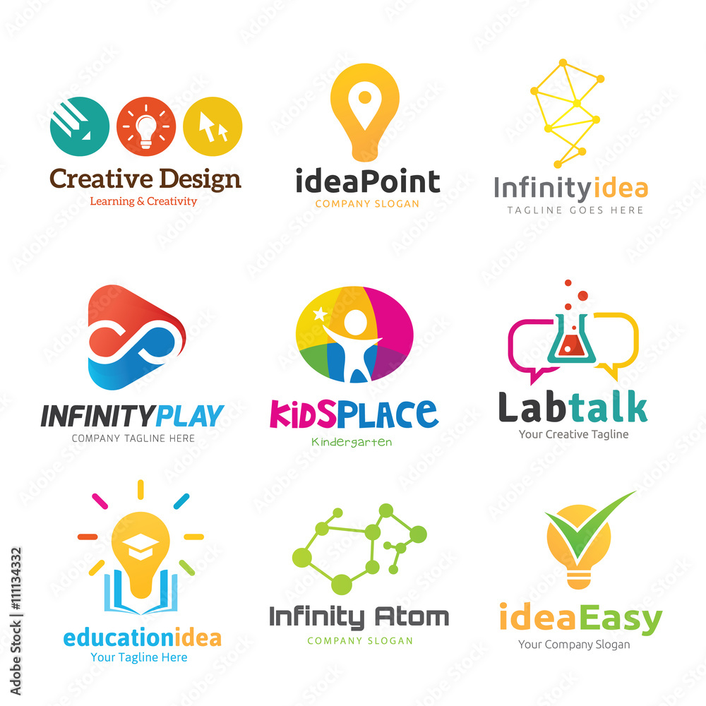 Logo set,logo collection,idea logo,kids logo collection,family logo,people logo,creative logo design template,eco logo set,brain logo,vector logo template
