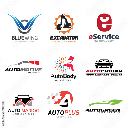 Automotive logo set,auto set,car services logo collection,excavator logo,Vector logo collection